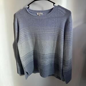 Ella Moss Women’s Light Blue And White Striped Sweater Size Small